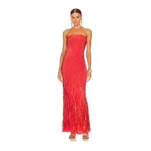 Cult Gaia Anisa Silk Gown in Rouge US6